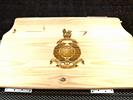 Royal Marines Crest - engraved onto a pine table top